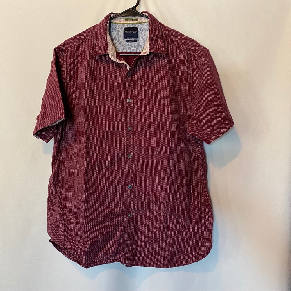 Denim and Flower button down men’s shirt
